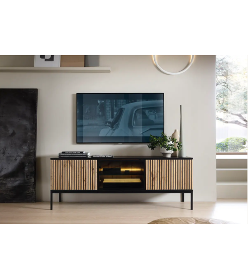 Ensemble meuble TV SENTO couleur Chêne Wotan / Noir